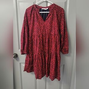 Vineyard Vines Dress Tiered Empire Watercolor Wildflowers in red color size XS